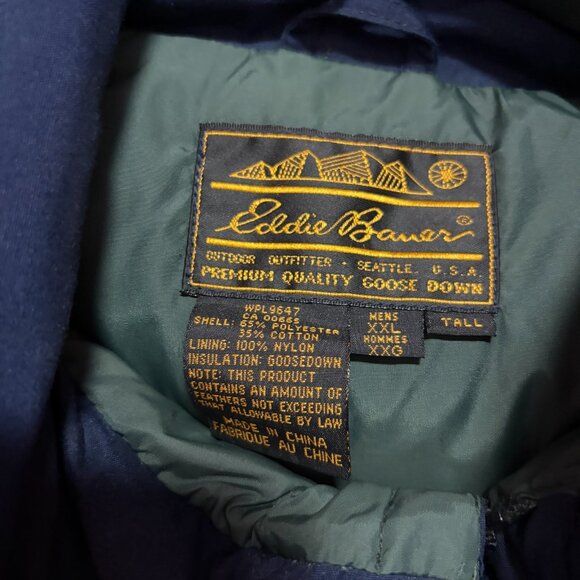 VTG Eddie Bauer Jacket Mens XXL Tall Goose Down Puffer Vest Full Zip 80'S - Picture 6 of 10